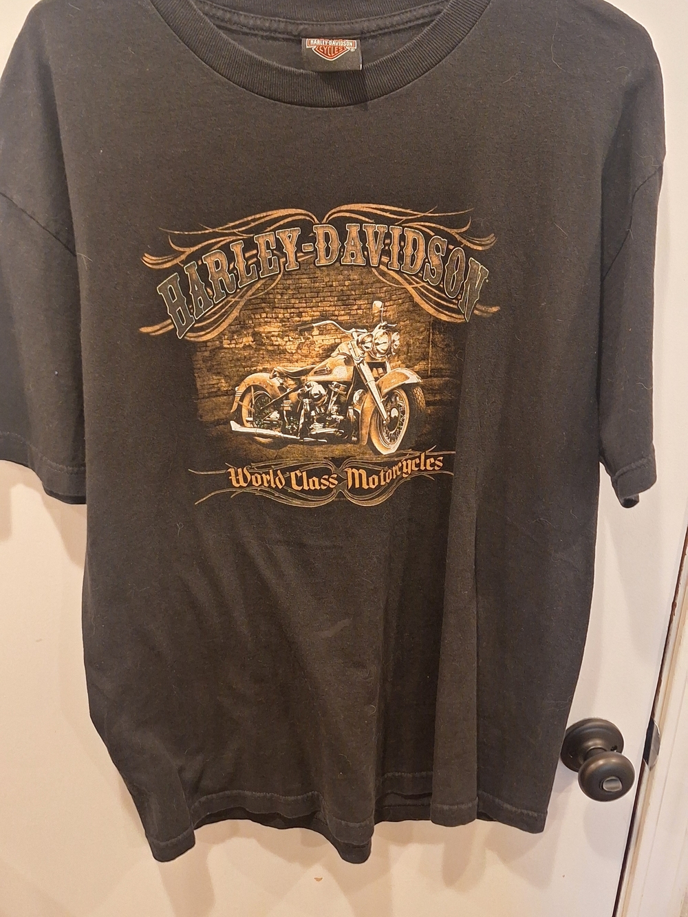 Harley-Davidson Black Tee with Gold Motorcycle Graphic